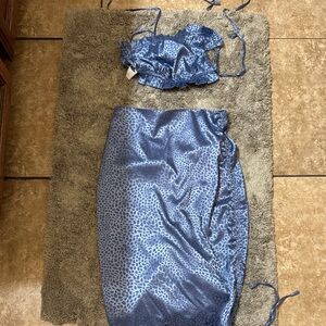 SHEIN Blue Animal Print Skirt Set